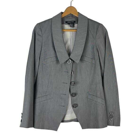 Etcetera Jackets & Blazers - Etcetera Women's Gray Micro Pin Stripe Suit Blazer Jacket 6 Career Professional